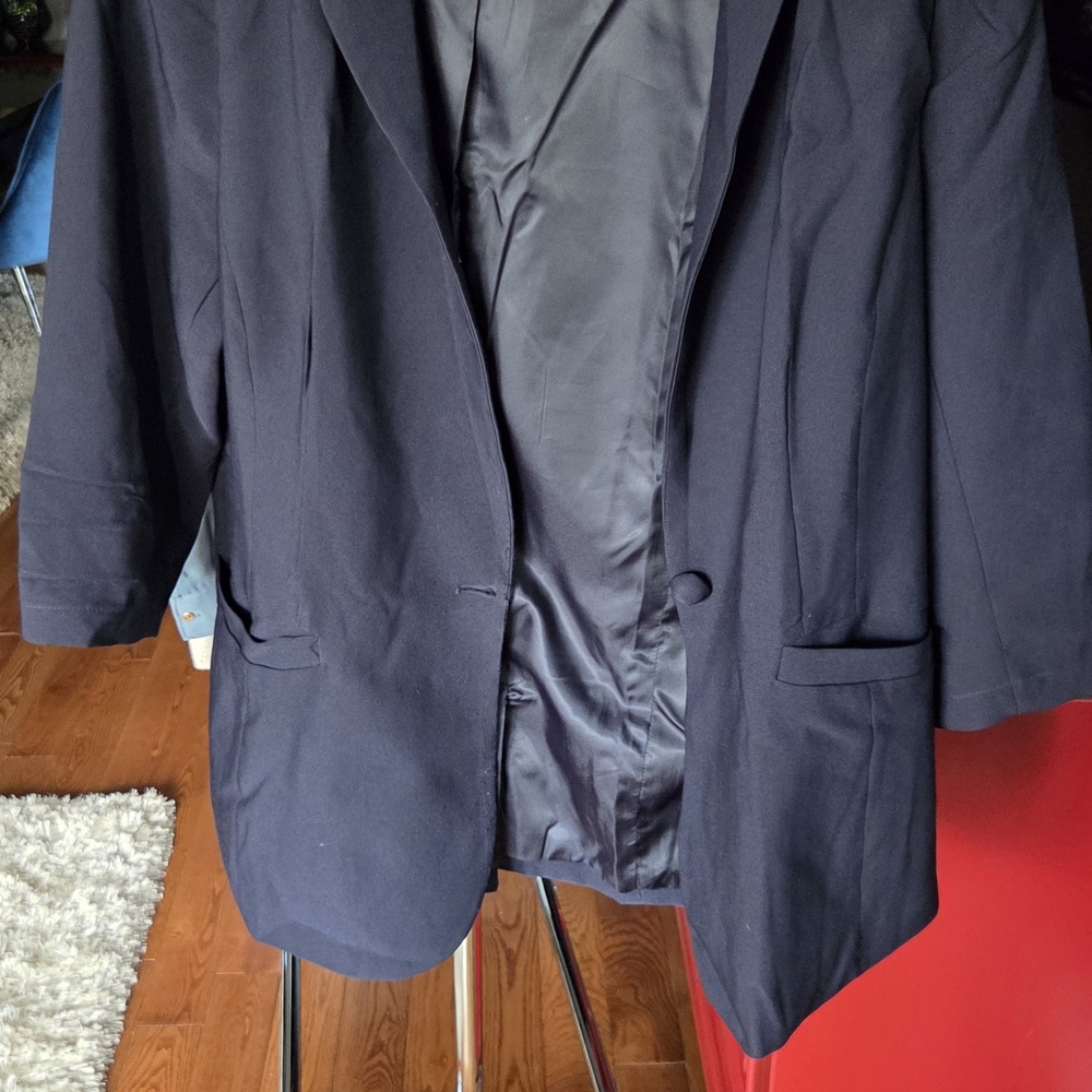 Allegra K Women's Elegant Navy Blazer